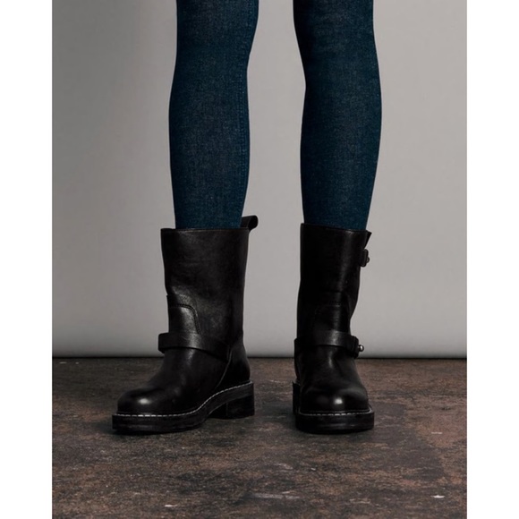 RAG BONE RB Moto Boot black Leather boots straps metal hardware women 6 engineer - Picture 10 of 16